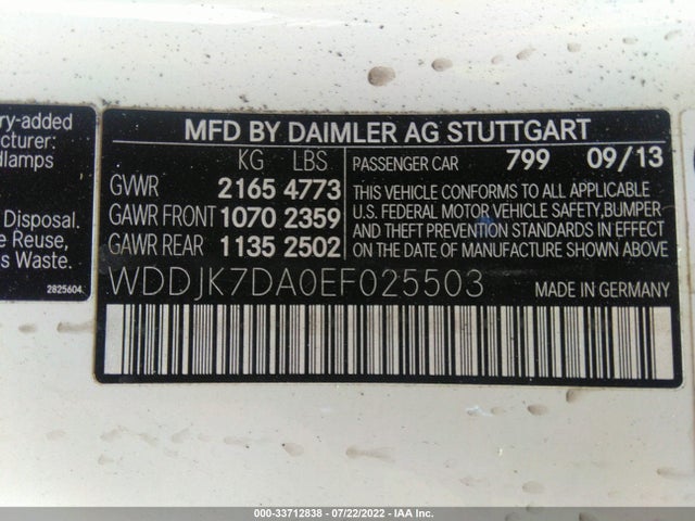 2014 Mercedes-Benz SL-Class, VIN: WDDJK7DA0EF025503