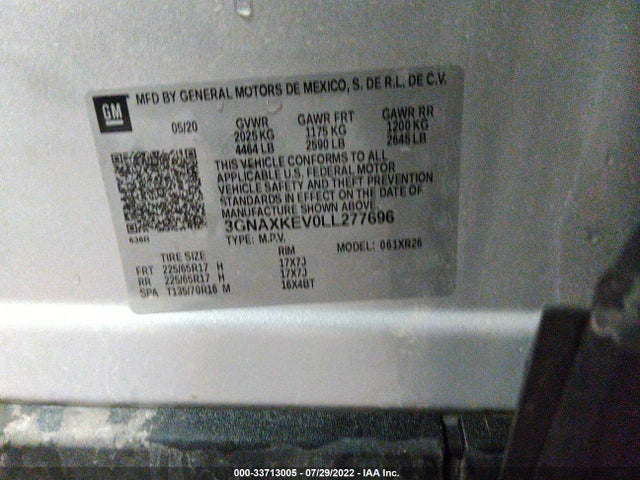 Chevrolet EQUINOX LT 2020 3GNAXKEV0LL277696 Image 9