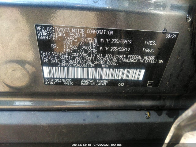 2021 Toyota RAV4, VIN: JTMFB3FV5MD061139