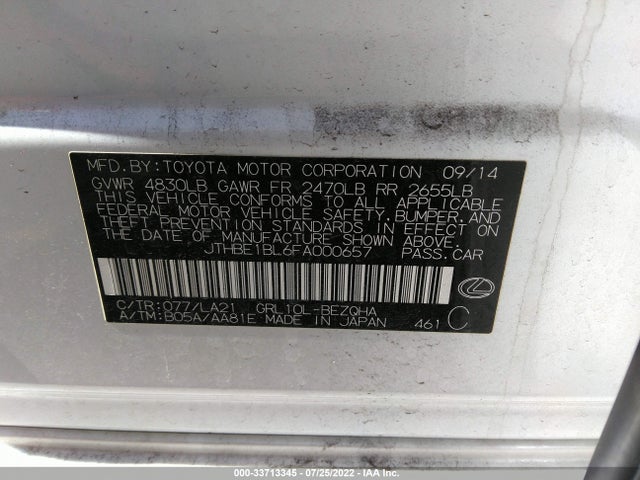 2015 LEXUS GS 350 VIN: JTHBE1BL6FA000657