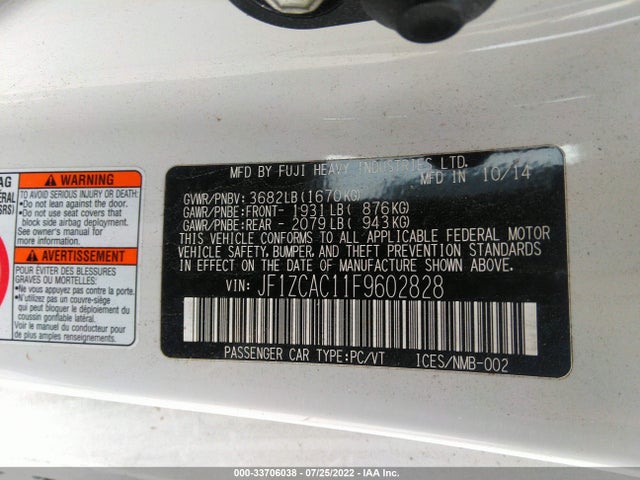 2015 Subaru BRZ, VIN: JF1ZCAC11F9602828