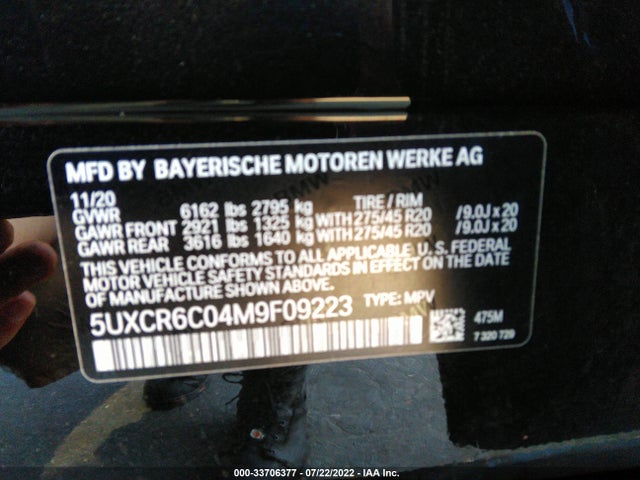 BMW X5 Xdrive40i 2021 5UXCR6C04M9F09223 Image 9