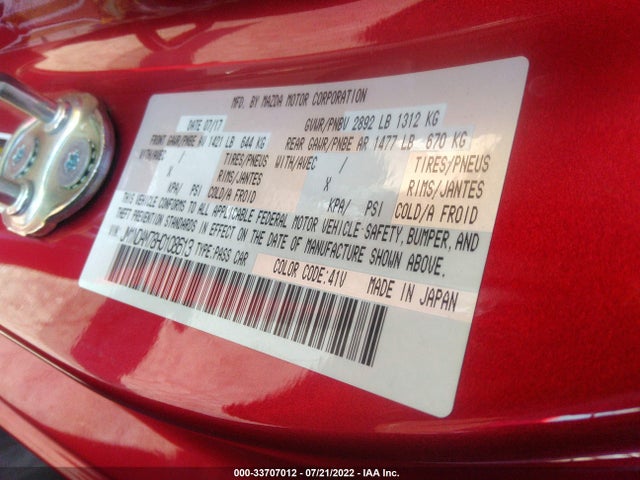 2017 Mazda MX-5 Miata, VIN: JM1NDAM78H0108613