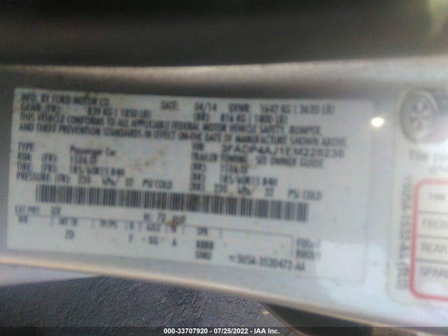 2014 FORD FIESTA S VIN: 3FADP4AJ1EM228238