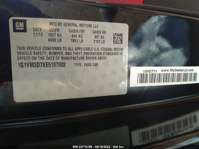 Chevrolet Corvette Stingray Z51 3lt 2014 1G1YM3D7XE5107902 Image 10