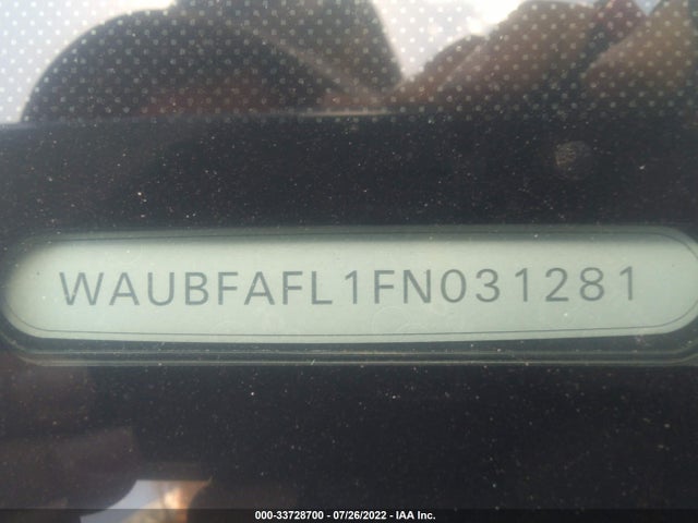 2015 AUDI A4 PREMIUM VIN: WAUBFAFL1FN031281