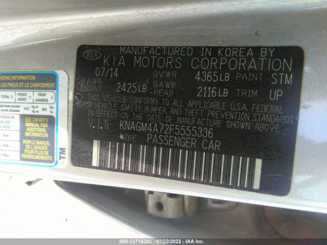 KNAGM4A72F5555336 KIA Optima Lx