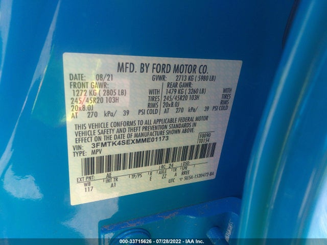2021 Ford Mustang, VIN: 3FMTK4SEXMME01173