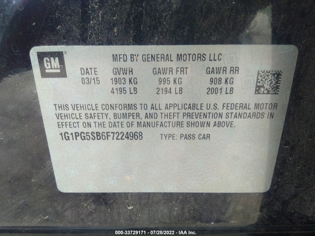 Chevrolet CRUZE LTZ 2015 1G1PG5SB6F7224968 Image 10