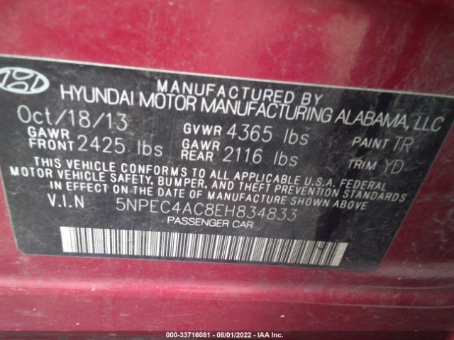 5NPEC4AC8EH834833 Hyundai Sonata Limited