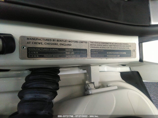 2014 Bentley Continental GTC, VIN: SCBGH3ZA9EC040462