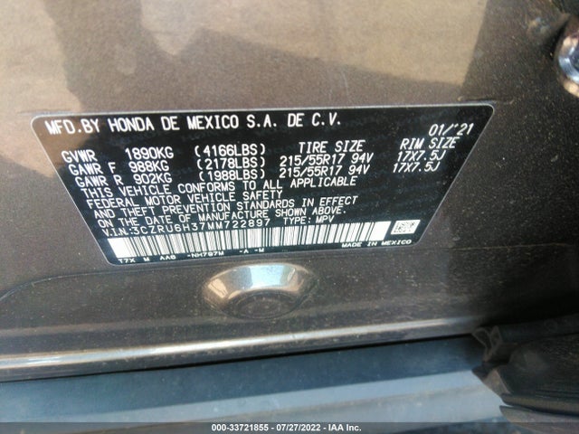 2021 Honda HR-V, VIN: 3CZRU6H37MM722897