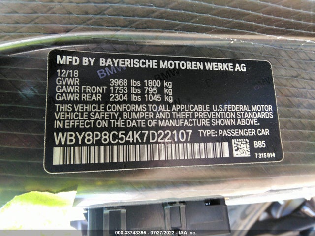 2019 BMW i3, VIN: WBY8P8C54K7D22107