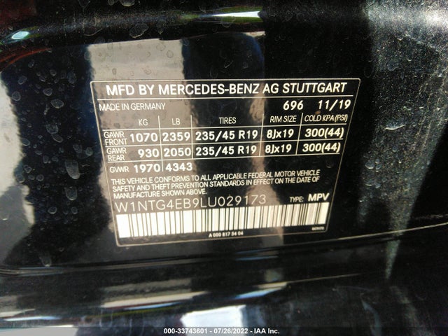 2020 Mercedes-Benz GLA-Class, VIN: W1NTG4EB9LU029173