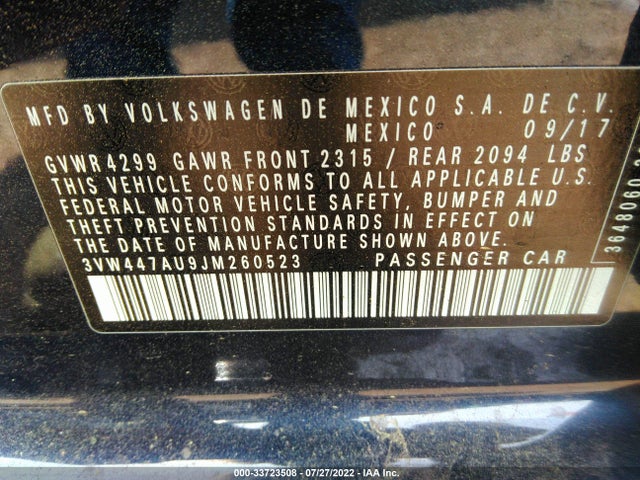 2018 Volkswagen Golf GTI, VIN: 3VW447AU9JM260523
