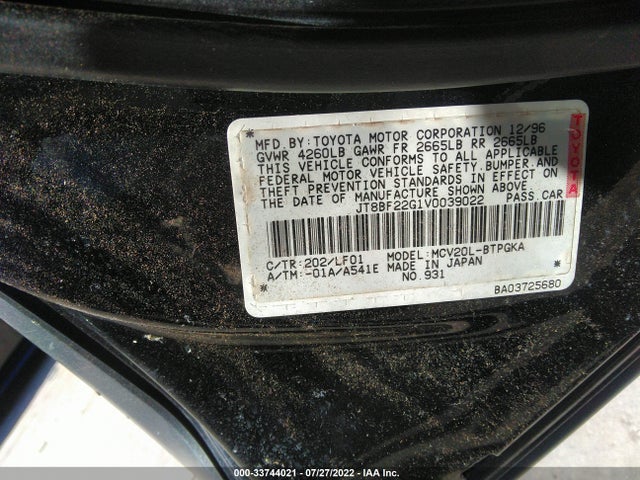JT8BF22G1V0039022 Lexus ES 300 LUXURY SPORT SDN