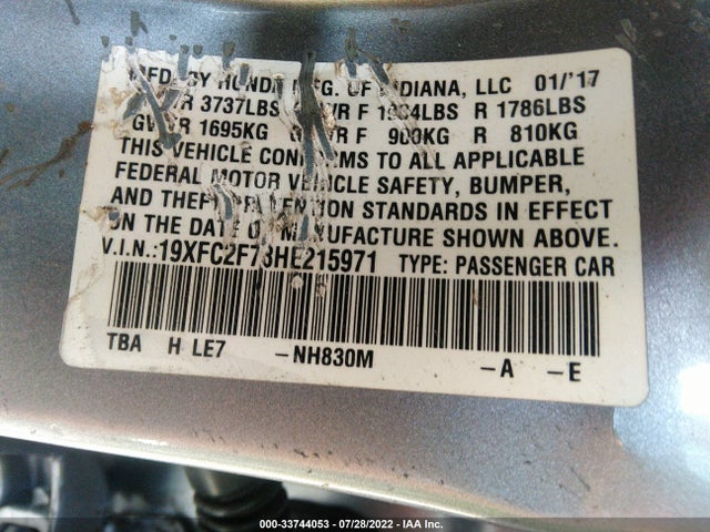 Honda Civic Sedan Ex 2017 19XFC2F78HE215971 Image 9