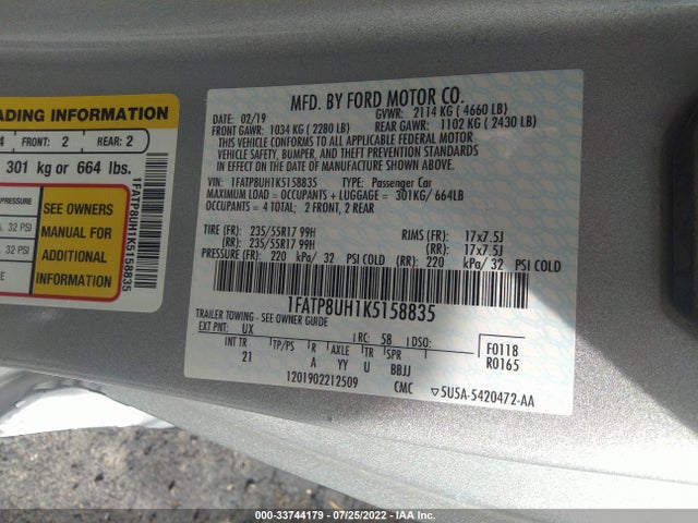 2019 Ford Mustang, VIN: 1FATP8UH1K5158835
