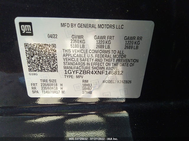 2022 Cadillac XT4, VIN: 1GYFZBR4XNF146812