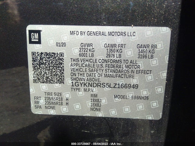 2020 Cadillac XT5, VIN: 1GYKNDRS5LZ166949