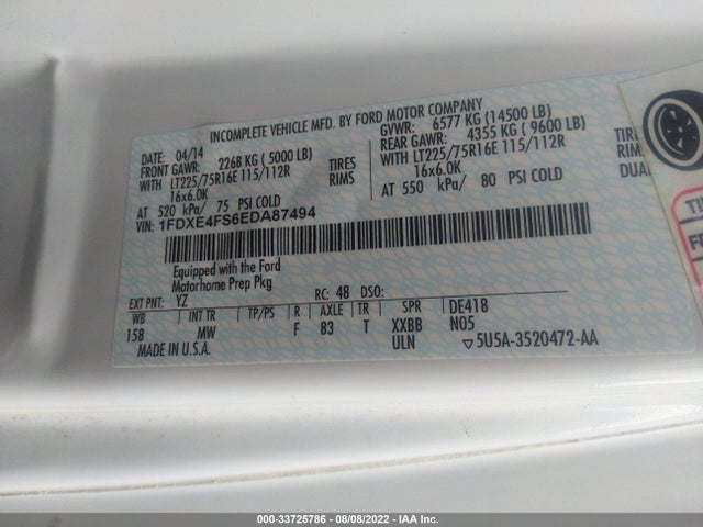 2015 Ford E-Series, VIN: 1FDXE4FS6EDA87494