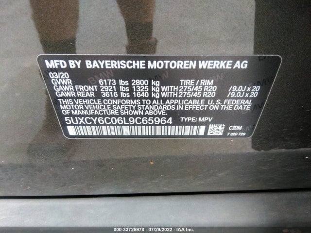2020 BMW X6, VIN: 5UXCY6C06L9C65964