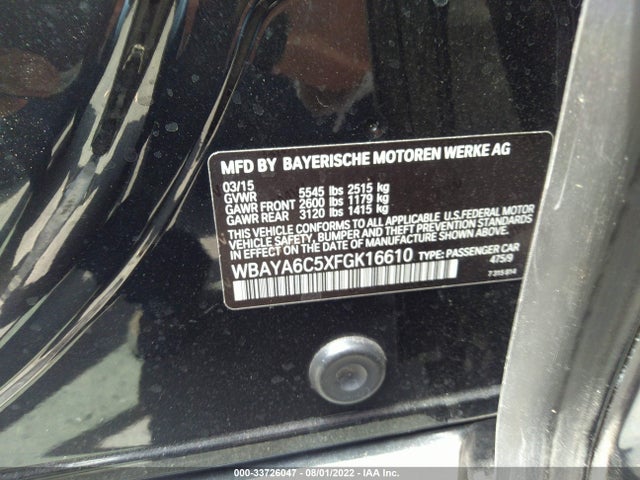 2015 BMW 7 Series, VIN: WBAYA6C5XFGK16610