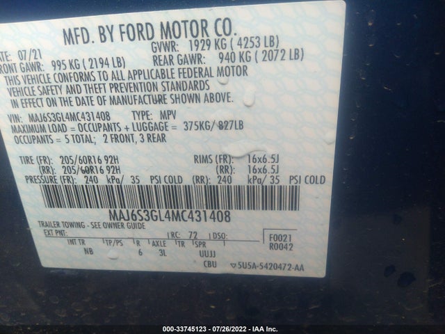 Ford Ecosport Se 2021 MAJ6S3GL4MC431408 Image 10
