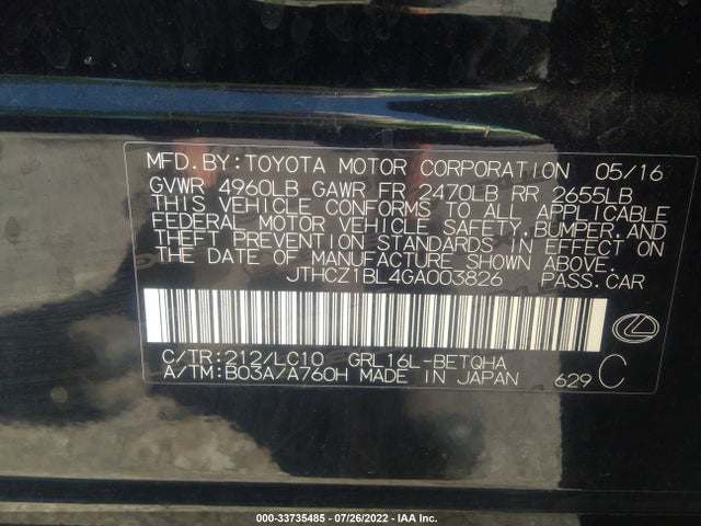 JTHCZ1BL4GA003826 Lexus GS 350