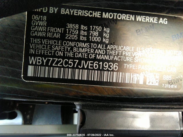 2018 BMW i3, VIN: WBY7Z2C57JVE61936
