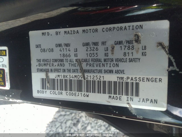 2009 MAZDA MAZDA3 MAZDASPEED3 GT VIN: JM1BK34M091212521