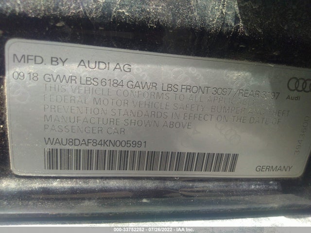 2019 Audi A8, VIN: WAU8DAF84KN005991