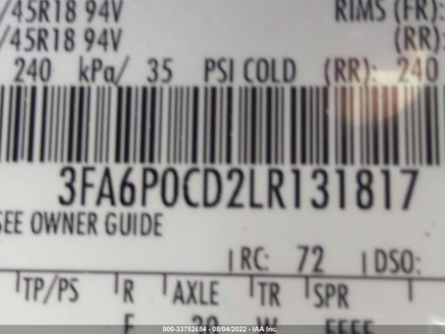 3FA6P0CD2LR131817 Ford FUSION SEL