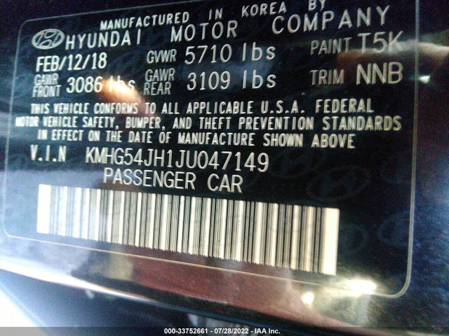 2018 Genesis G90, VIN: KMHG54JH1JU047149