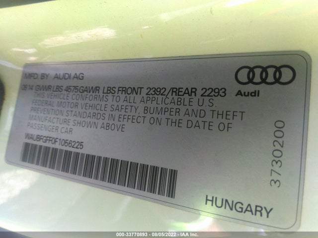 WAUBFGFF0F1056225 Audi S3/a3 2.0t Premium