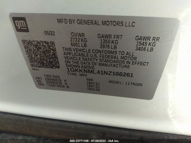 2022 GMC Acadia, VIN: 1GKKNML41NZ166261