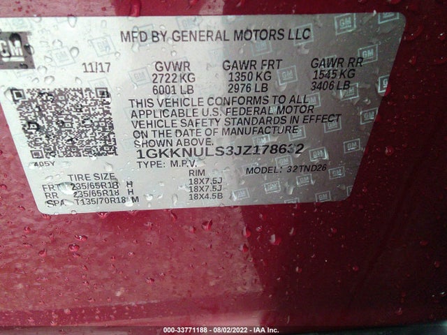 GMC ACADIA SLT 2018 1GKKNULS3JZ178632 Image 9