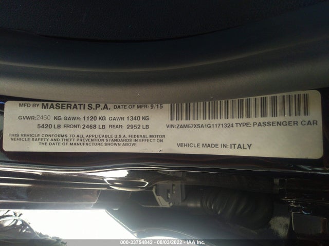 2016 Maserati Ghibli, VIN: ZAM57XSA1G1171324