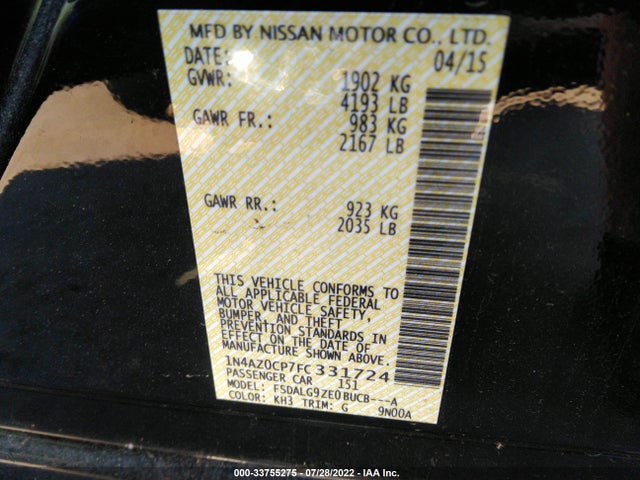 2015 Nissan Leaf, VIN: 1N4AZ0CP7FC331724