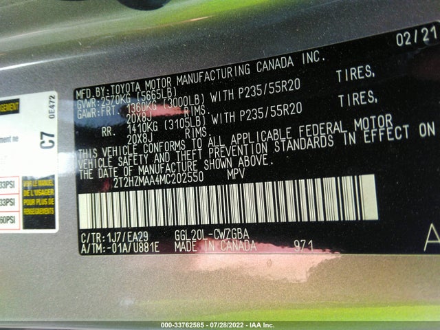 Lexus Rx Rx 350 2021 2T2HZMAA4MC202550 Image 10