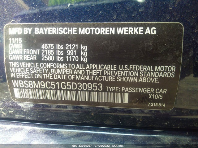 2016 BMW M3, VIN: WBS8M9C51G5D30953