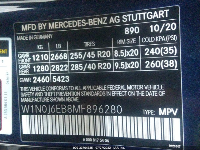 2021 Mercedes-Benz GLC-Class Coupe, VIN: W1N0J6EB8MF896280