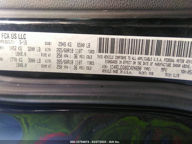 Dodge DURANGO LIMITED 2016 1C4RDJDG8GC424690 Image 9