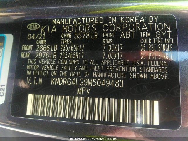 2021 Kia Sorento, VIN: KNDRG4LG9M5049483