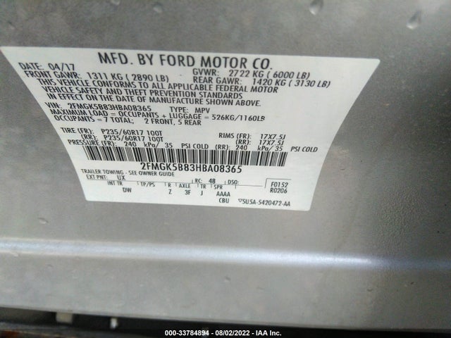 2017 Ford Flex, VIN: 2FMGK5B83HBA08365