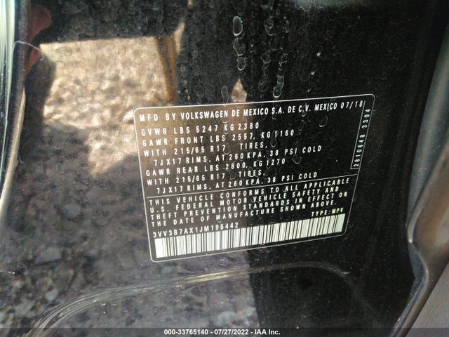 3VV3B7AX1JM195442 Volkswagen Tiguan Sel/se