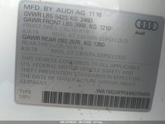 Audi Q5 Premium Plus 2017 WA1M2AFP0HA079465 Image 9
