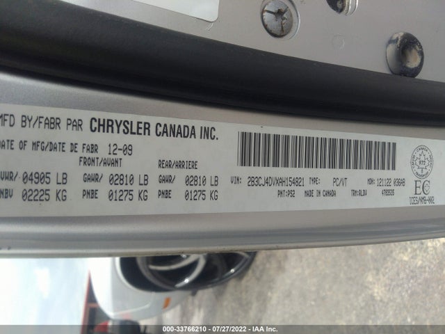 Dodge CHALLENGER 2010 2B3CJ4DVXAH154821 Image 9