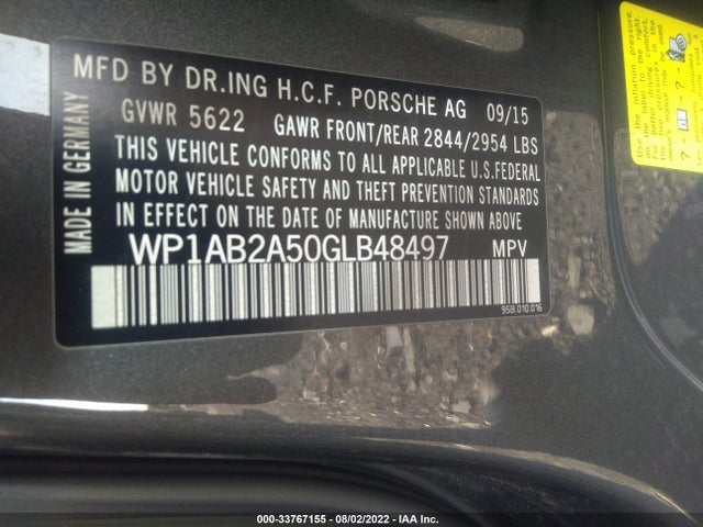 2016 Porsche Macan, VIN: WP1AB2A50GLB48497