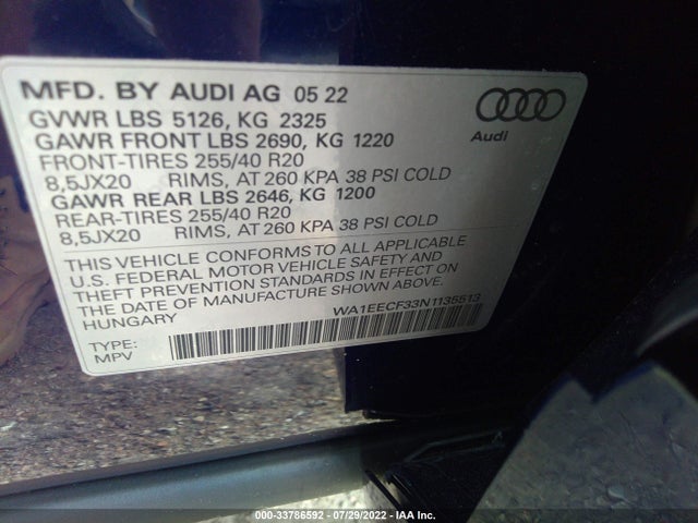 WA1EECF33N1135513 Audi Q3 S Line Premium Plus